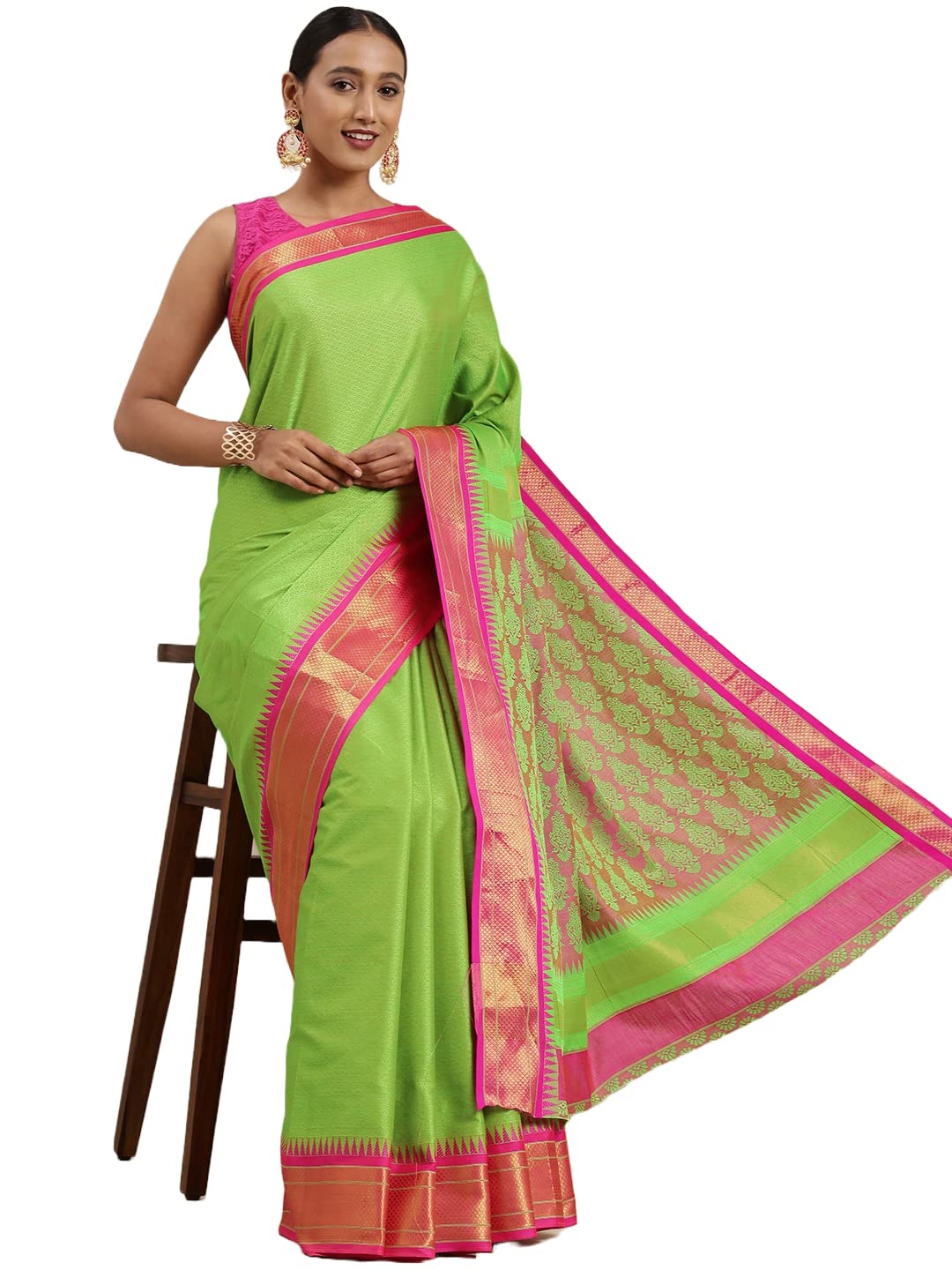 Pandadi Saree Women's  Cotton Silk Saree With Blouse Piece