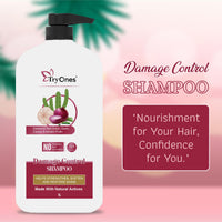 TryOnes Red Onion, Garlic, Cactus & Keratin Protin Shampoo Damage Control Strong & Nourished Hair For All Hair Types | For Women & Men | Net Weight: 1000 ml | Pack of 1