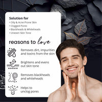 Globus Naturals Facial Kit Combo-Oil Control Anti Acne & Deep Cleansing Charcoal Men Facial Kit, For All Skin Types