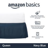 Basics Lightweight Pleated Bed Skirt, Queen, Navy Blue