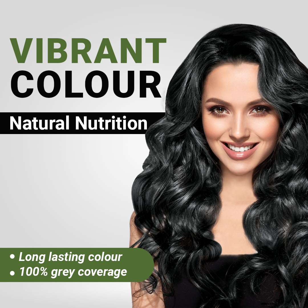 SESA Natural Black Hair Colour For Women and Men Long Lasting Natural Shiny Smooth Hair with Rosemary, Calendula and Heena, 100% Grey Coverage - (Natural Black 1.0)