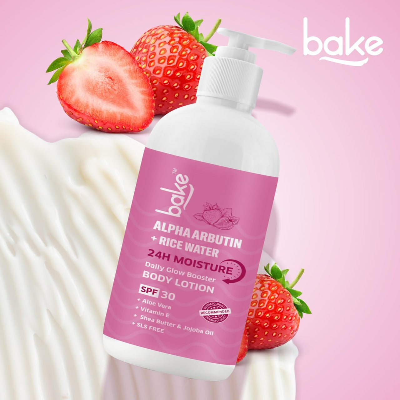 BAKE Alpha Arbutin Rice Water Body Lotion SPF 30 PA+++ for Pigmented & Tanned Skin | For Uneven Skin Tone, Tan Removal & Pigmentation | For Women & Men | 200ml