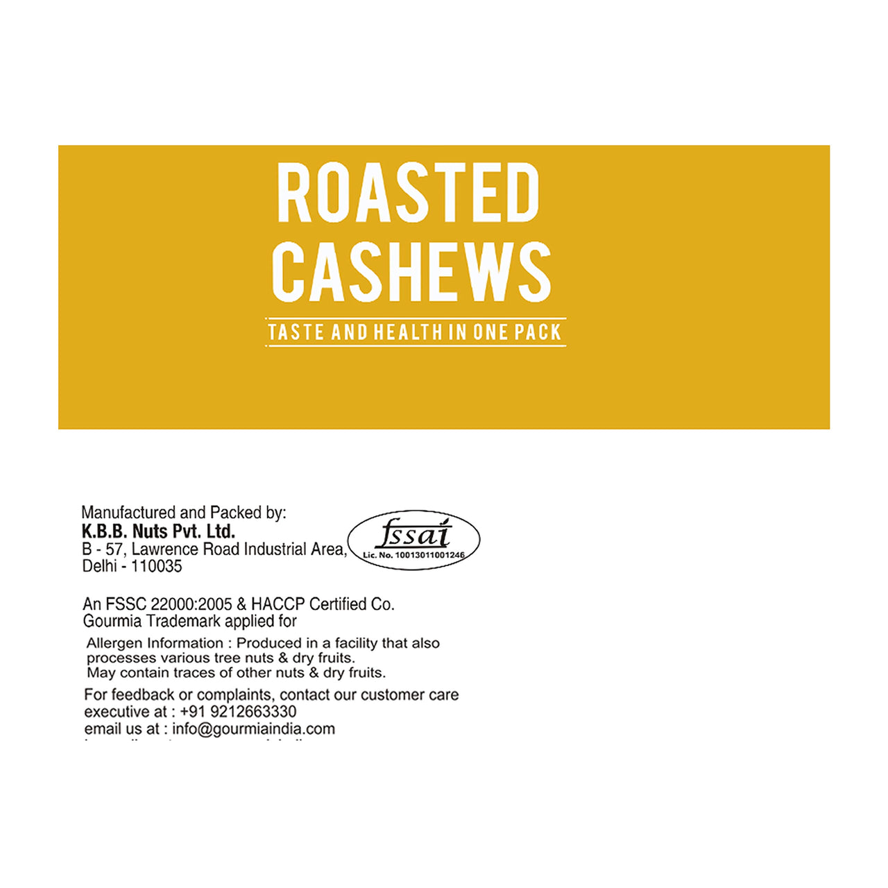 Gourmia Roasted Cashews Lightly Salted 200g