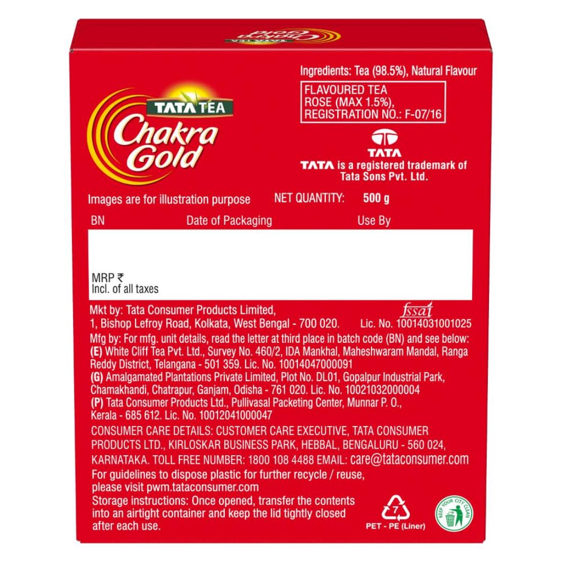 Tata Tea Chakra Gold Premium Black Tea,500 Gram