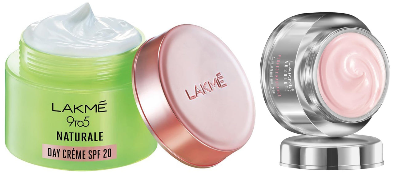 Lakmé Absolute Perfect Radiance Cream Skin lightening/Brightening Night Crème, 50g and 9 to 5 Naturale Day Creme SPF 20, 50g