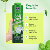 Ayouthveda Aloe Cool Talcum Powder 300gm + 100gm Free with Ice Mint & Aloe Extracts, Cooling & Soothing Talc with Sunscreen