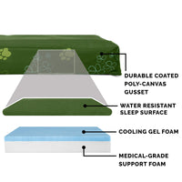 Furhaven Water-Resistant Cooling Gel Dog Bed for Small Dogs w/ Removable Washable Cover, For Dogs Up to 20 lbs - Indoor/Outdoor Garden Print Mattress - Jungle Green, Small Water-Resistant Garden Print (Jungle Green) 20.0