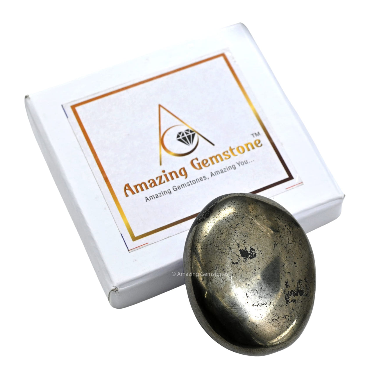 Pyrite Palm Stone - Pocket Massage Worry Stone for Natural Body Chakra Balancing, Reiki Healing and Crystal Grid Pyrite (Large)