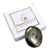 Pyrite Palm Stone - Pocket Massage Worry Stone for Natural Body Chakra Balancing, Reiki Healing and Crystal Grid Pyrite (Large)