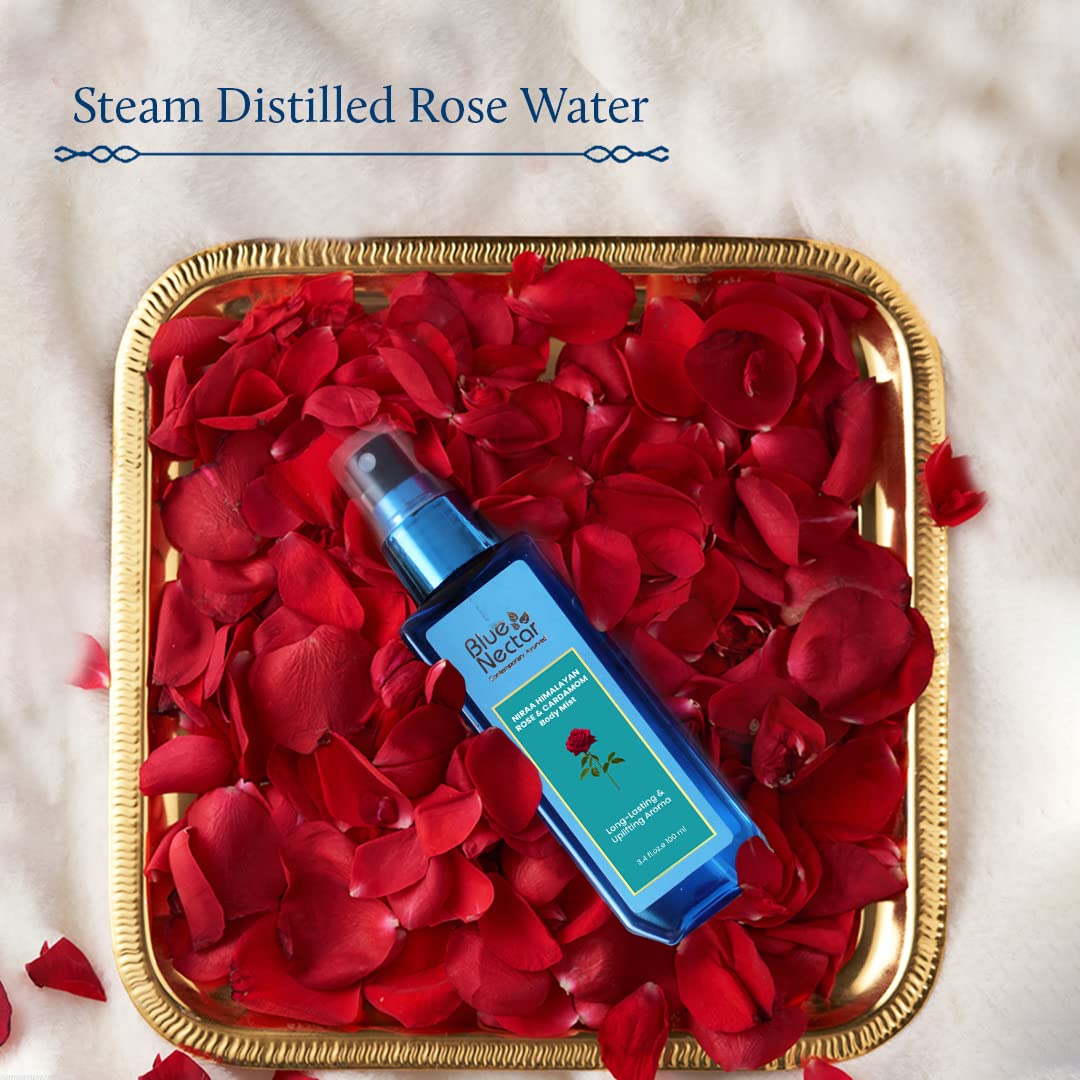 Blue Nectar Body Mist for Women and Men. Long Lasting Uplifting Body Spray with Himalayan Rose and Cardamom (100ml)