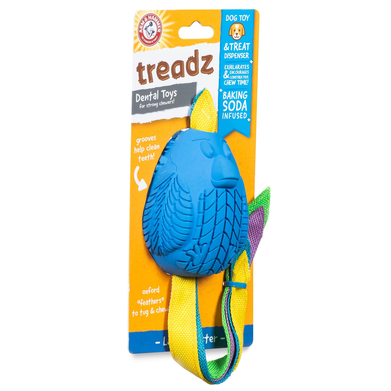 Arm & Hammer for Pets Super Treadz Large Rooster Dental Chew Toy for Dogs - Dog Dental Toys Help Reduce Plaque & Tartar Buildup Without Brushing - Safe for Dogs up to 35 Lbs Large - 1 Pack