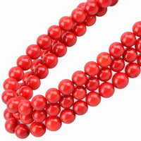 100Pcs Natural Crystal Beads Stone Gemstone Round Loose Energy Healing Beads with Free Crystal Stretch Cord for Jewelry Making (Red Coral, 8MM) Red Coral