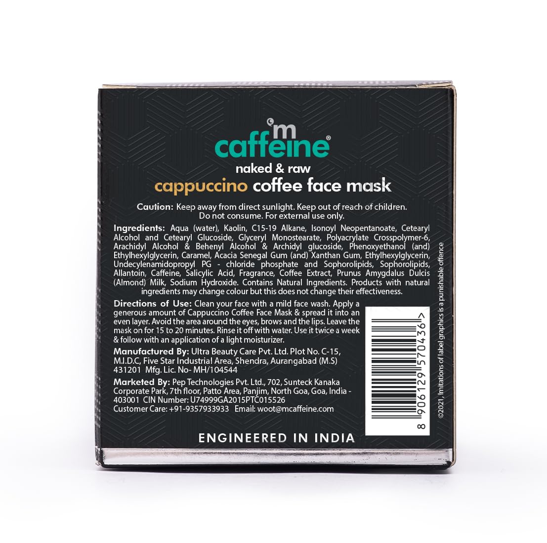 mCaffeine Anti Acne Cappuccino Coffee Face Pack for Oily Skin | Controls 99.9% Acne Causing Germs | Face Mask with Salicylic Acid for Acne & Oil Control | For Men & Women (100gm)