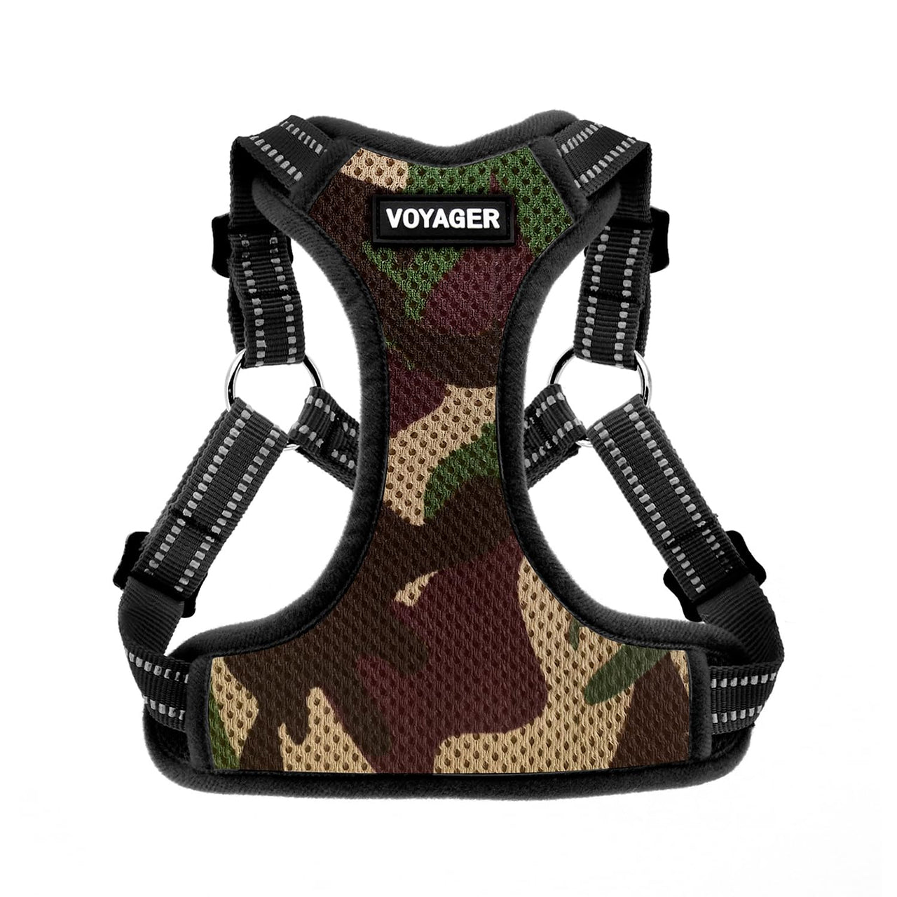 Best Pet Supplies Voyager Adjustable Dog Harness with Reflective Stripes for Walking, Jogging, Heavy-Duty Full Body No Pull Vest with Leash D-Ring, Breathable All-Weather - Army/Black Trim, S Harness (Army/Black Trim) S (Chest: 15 - 18")