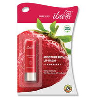 Iba Pure Lips Moisture Rich Lip Balm - Strawberry 4.5 g | For Pigmented Dry Damaged & Chapped Lips | Enriched with Cocoa Butter Shea Butter | Glossy Finish | 100% Natural | Halal Certified & Vegan