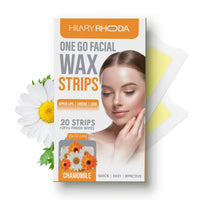 Hilary Rhoda Women One Go Facial Wax Strips|Ready-To-Use|Face, Cheek, Upper Lip & Chin Facial Wax|Painless Hair Removal|With 2 Finish Wipes|20 Strips (Chamomile),Pack Of 1,1 Count