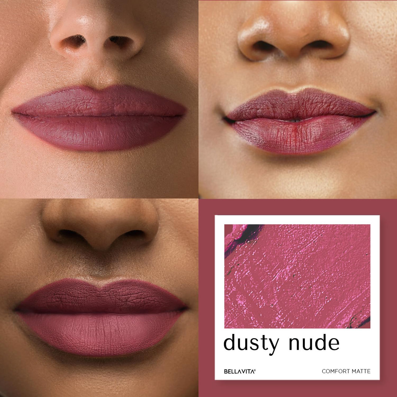 BELLAVITA Comfort Matte Bullet Lipstick| Intense Colour| Creamy Matte Finish| Intense Moisturisation| Smooth Glide| Lipsticks for Women| 4 Hr Stay, Dusty Nude, 4.2 gm