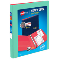 Avery Heavy-Duty Dual Color 3 Ring Binder, 1/2 Inch Slant Rings, Mint/Coral View Binder (17881) .5