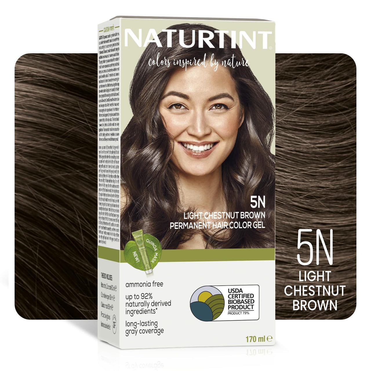 Naturtint Permanent Hair Colour Gel Light Brown 5N|For Optimal Scalp Care| Upto 100% Grey Coverage|Long Lasting Hair Colour|Ammonia Free Vegan| No Parabens| Enriched with Olives & Organic Shea Butter