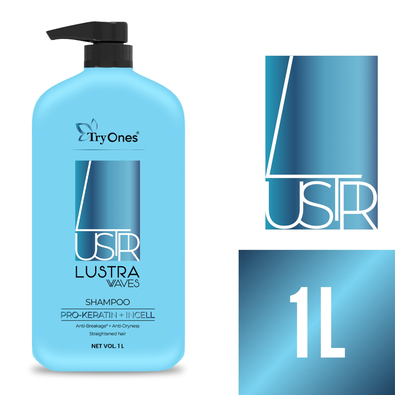 TryOnes Lustar Waves Care Shampoo For Straightened Hair, 1000ML |Shampoo for Starightened Hair|Shampoo with Pro Keratin & Incell Technology