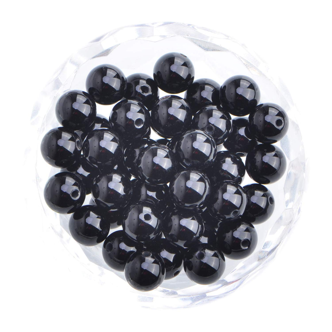 100Pcs Natural Crystal Beads Stone Gemstone Round Loose Energy Healing Beads with Free Crystal Stretch Cord for Jewelry Making (Tourmaline Black, 8MM) Tourmaline Black