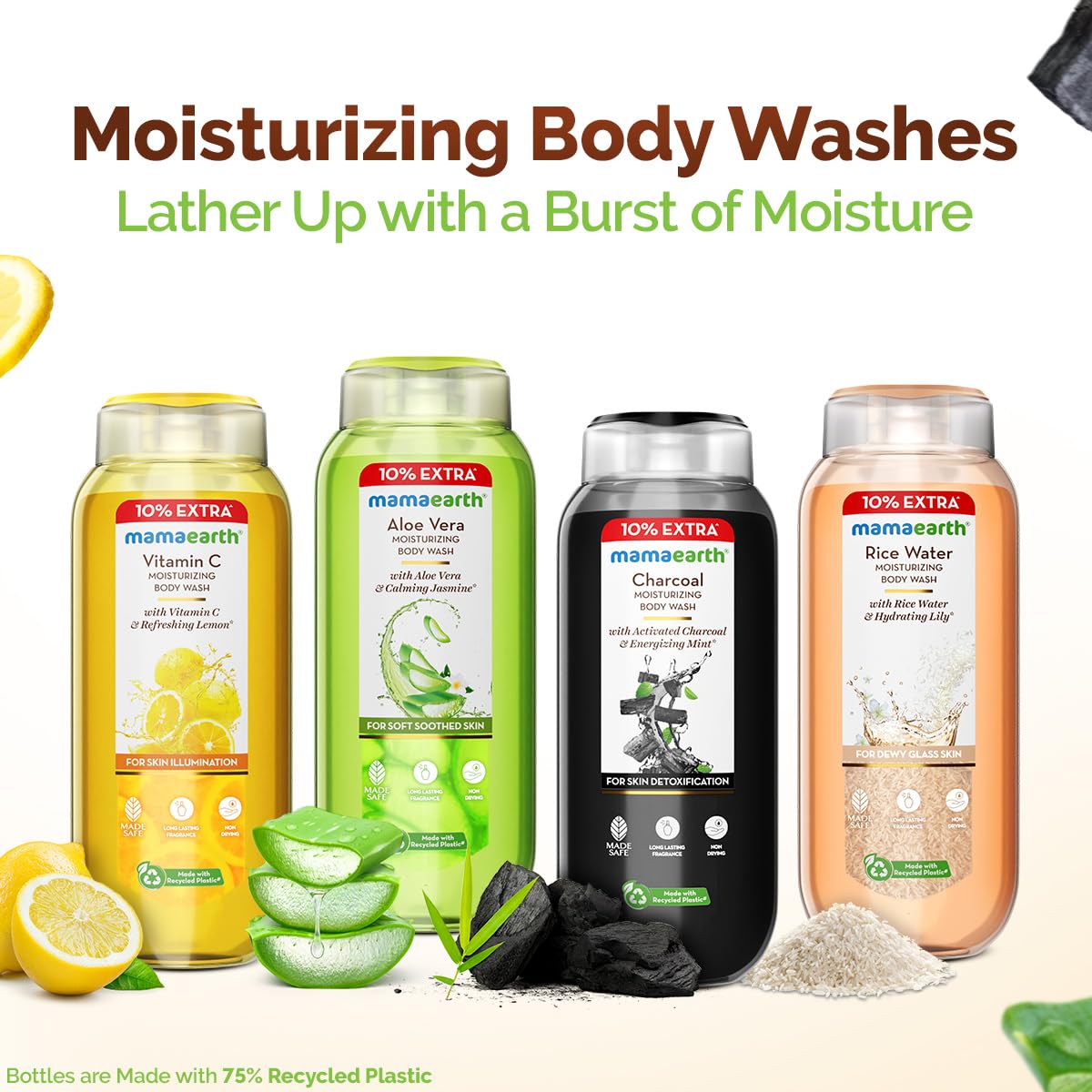 Mamaearth Rice Water Moisturizing Body Wash with Rice Water & Hydrating Lily Scent for Dewy Glass Skin - 275 ml | Intensely Moisturizes | Long Lasting Fragrance | Deeply Cleanses | Gentle | All Skin Types (Pack of 3)