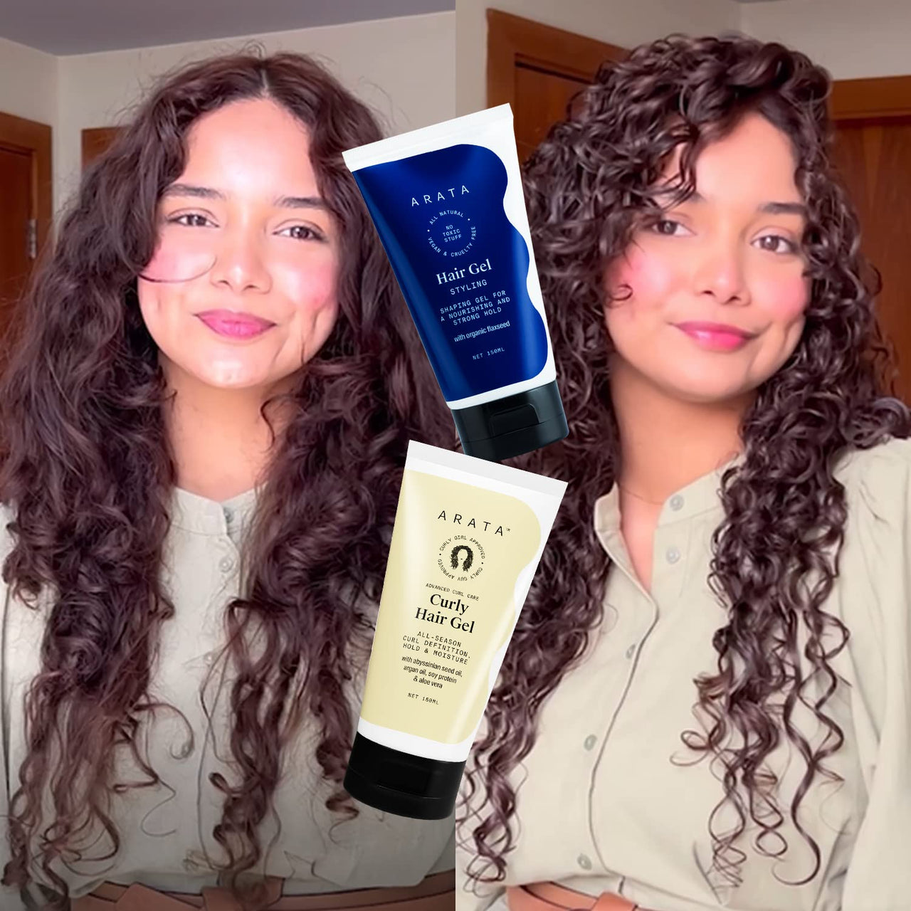 Arata Advanced Curl Care Curly Hair Gel (150 ML) and Styling Hair Gel (150 ML) | Defines Curl Pattern | Strong and Soft Hold | Enhances Texture, Volume and Shine