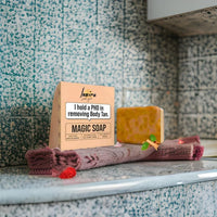 Chandan & Kesar Bath Soap,Pigmentation, Sun damage,Brightening Underarm & Reduces Dark Spot,Kojic Acid Soap,Skin Brightening Soap For Men & Women(1-Magic Soaps & 1 Kojic Soaps)