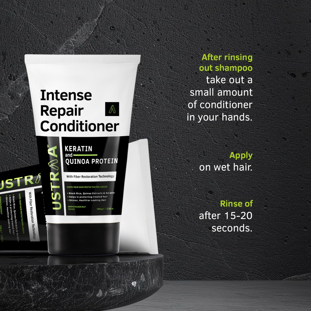 Ustraa Intense Repair Conditioner - 100g - with Fiber Restoration Technology | with Quinoa Extracts & Keratin | Helps Protect Treated Hair | for Shinier & Healthier Hair | NO SLS, NO PARABEN