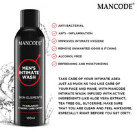 Mancode Intimate Wash For Men - Pack of 2 x 100ml with Tea Tree Essential Oil Ayurvedic & Natural Personal Intimate Hygiene Prevents Itching Irritation & Dryness Caused By Sweating Ball Wash for Men.