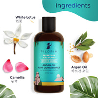 Pilgrim Korean Anti-Frizz Hair Care Set With Sulphate Free Shampoo & Argan Oil Conditioner 200ml Each - FREE Jute Kit Bag | Silky Smooth Hair for Women and Men