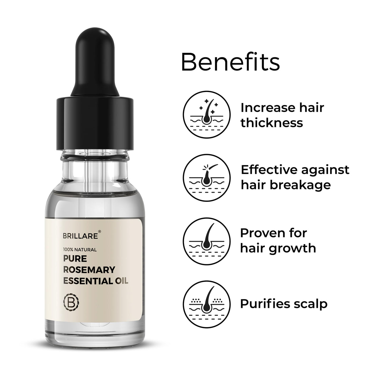 BRILLARE Pure Rosemary Essential Oil For Hair Growth 15 Ml, 70 Grams