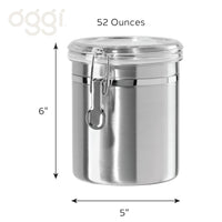 OGGI Stainless Steel Kitchen Canister 52 fl oz - Airtight Clamp Lid, Clear See-Thru Top - Ideal for Kitchen Storage, Food Storage, Pantry Storage. Large Size 5