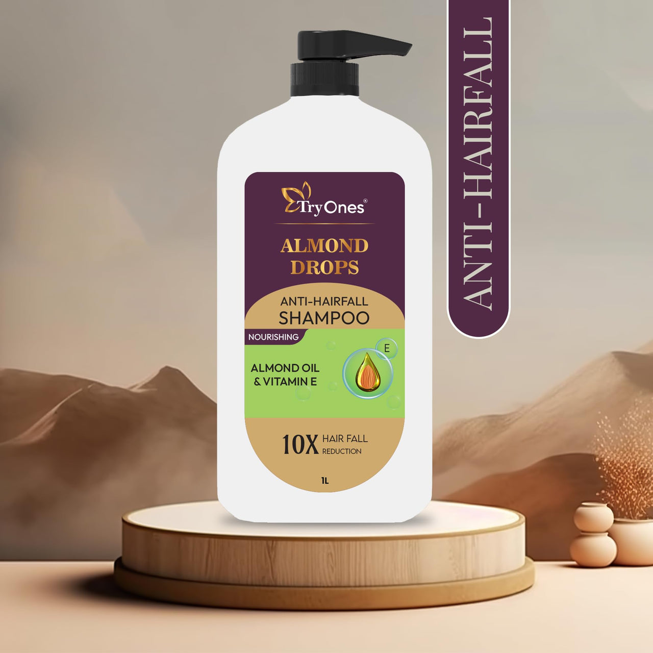 TryOnes Almond Drops Anti Hairfall Shampoo 1000 ml | Dry & Frizzy Hair | Helps Control Hair Fall & Promotes Hair Growth Shampoo