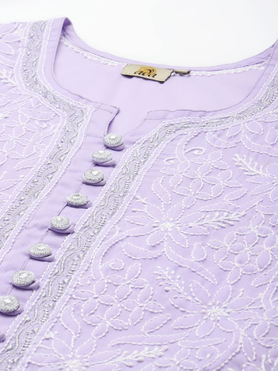 Ada Women's  Hand Embroidered Lucknowi Chikankari Cotton Straight Short Top Kurti A178625