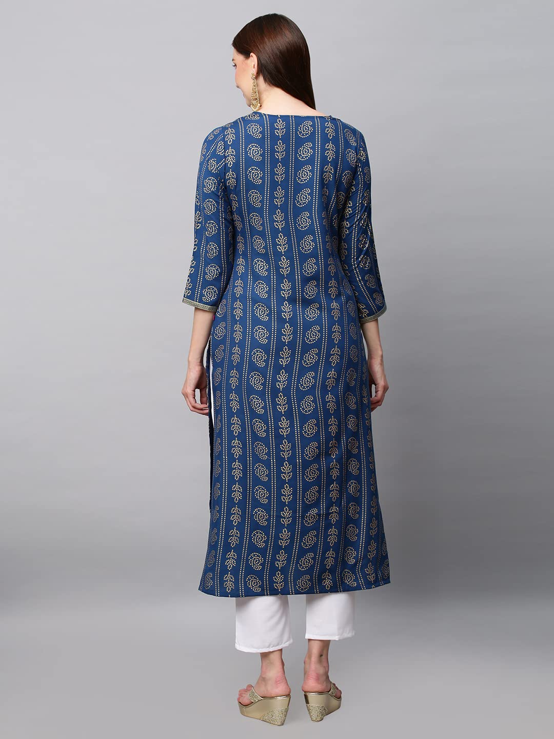 GoSriKi Women's  Cotton Blend Printed Straight Kurta