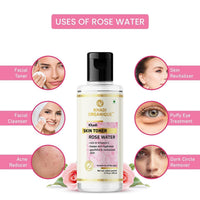KHADI ORGANIQUE Pure & Natural Rose Water/Skin Toner|Anti-Acne Gulab Jal To Keep Skin Scented & Moisturized|Balances Ph Levels & Soothes Itchiness|For Men & Women Of All Skin Types - 210Ml