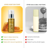 JOVEES Herbal Honey Toner for Hydrate and Glowing skin | Pore Tightening & Brightening Toner | Face Mist For Normal to Dry Skin | Paraben, Alcohol And Chemical Free- 200ml