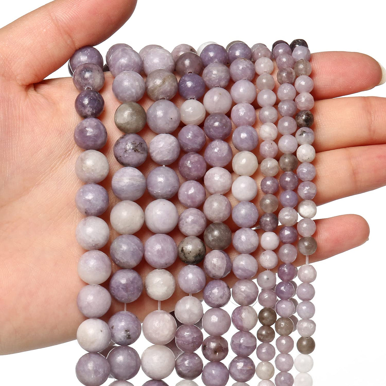35pcs 10mm Natural Stone Beads Lilac Beads Energy Crystal Healing Power Gemstone for Jewelry Making, DIY Bracelet Necklace