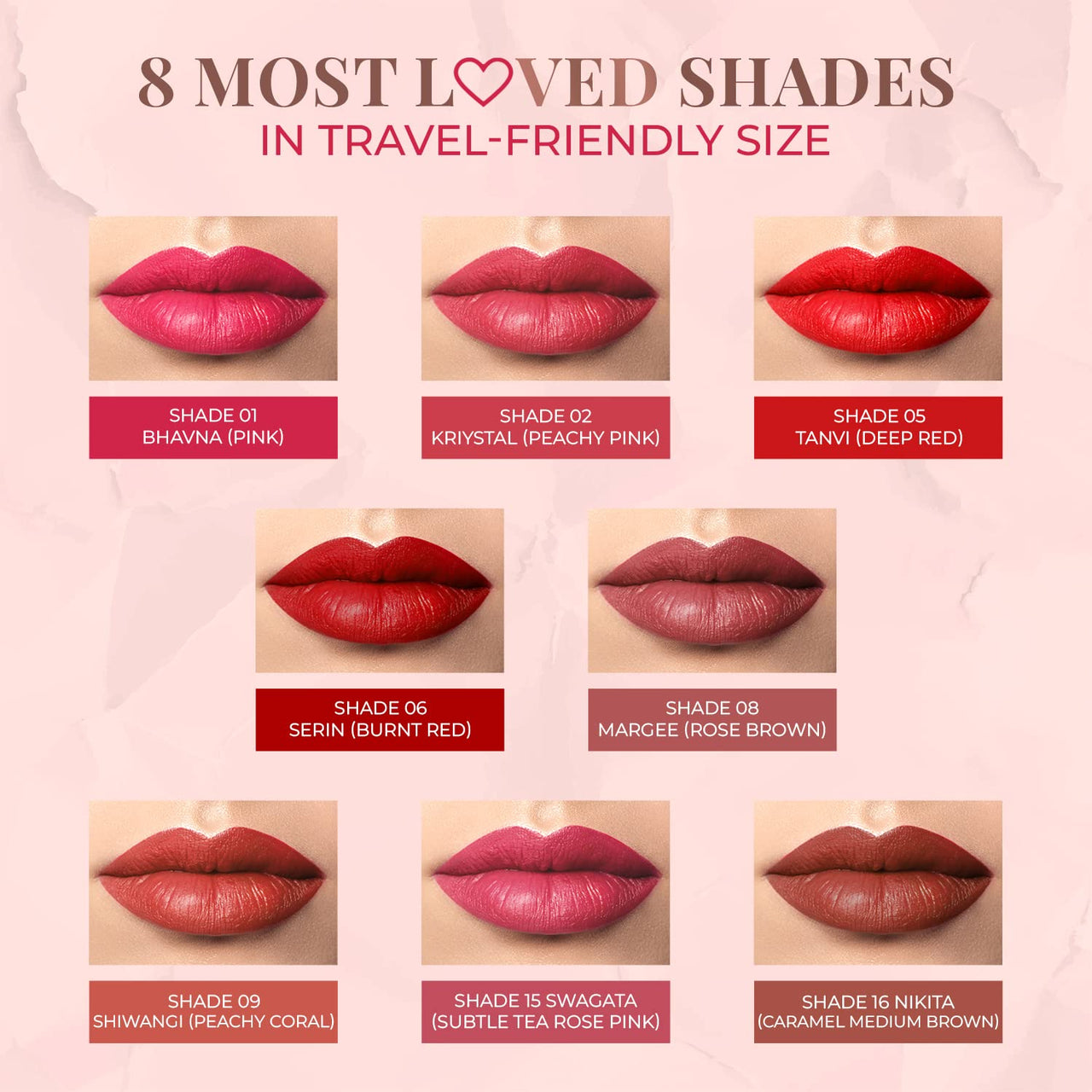 Just Herbs Ayurvedic Creamy Matte Lipstick For Moisturized Lips - Parabens & Chemical Free 01 Pink (Half - Size) 1.8gm