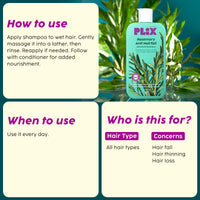 The Plant Fix Plix Rosemary Advanced Anti HairFall Shampoo for Decreases Hair Fall & Breakage - 200 ml | All Hair Types | Men & Women | Sulphate & Paraben Free
