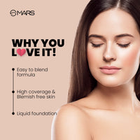 MARS High Coverage All Skin Type Liquid Foundation | Blemish Free & Blendable Foundation for Makeup (40ml) (SHADE-07) Creamy Matte Long Lasting Lipstick for Women (3.2 gm) (17-Sultry Samba)