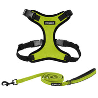 Voyager Step-in Lock Dog Harness w Reflective Dog Leash Combo Set with Neoprene Handle 5ft Supports Small, Medium and Large Breed Puppies Cats by Best Pet Supplies Lime Green Black Trim, XL