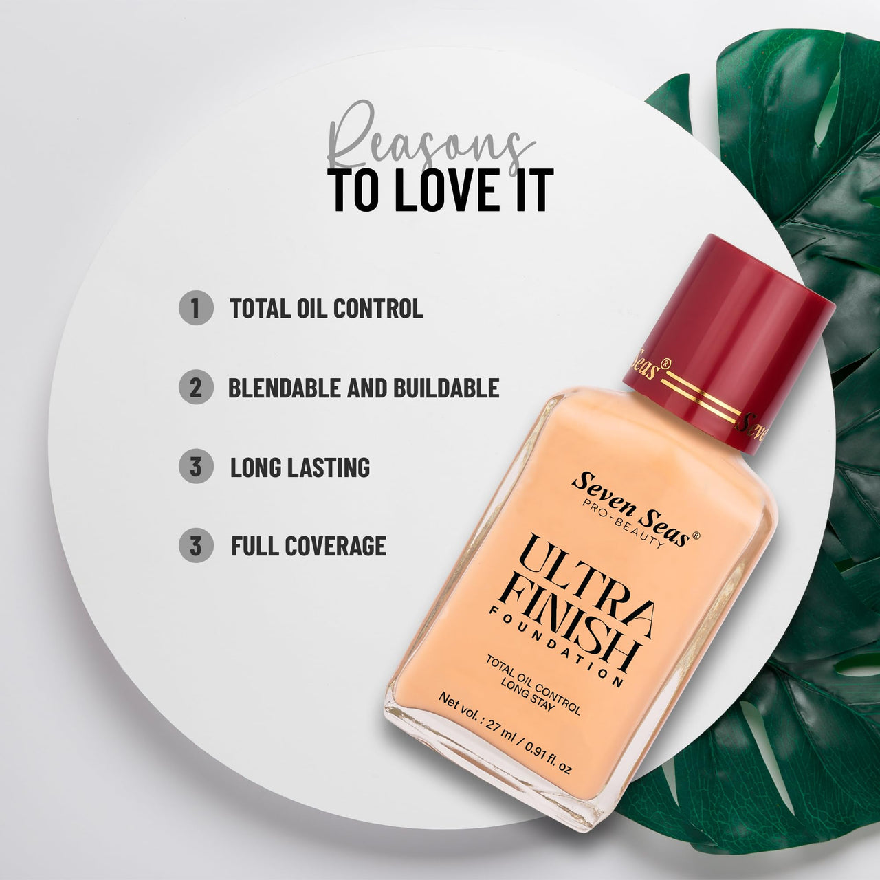 Seven Seas Total Oil Control Long Stay Ultra Finish Foundation (Natural, 27ML)