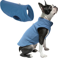 Gooby Fleece Vest Dog Sweater - Blue, Large - Warm Pullover Fleece Dog Jacket with O-Ring Leash - Winter Small Dog Sweater Coat - Cold Weather Dog Clothes for Small Dogs Boy or Girl Large (Around 18-lb)
