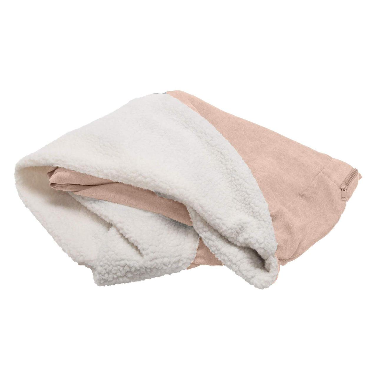 Furhaven Replacement Dog Bed Cover Sherpa & Suede Snuggery, Machine Washable - Cream, 26-inch