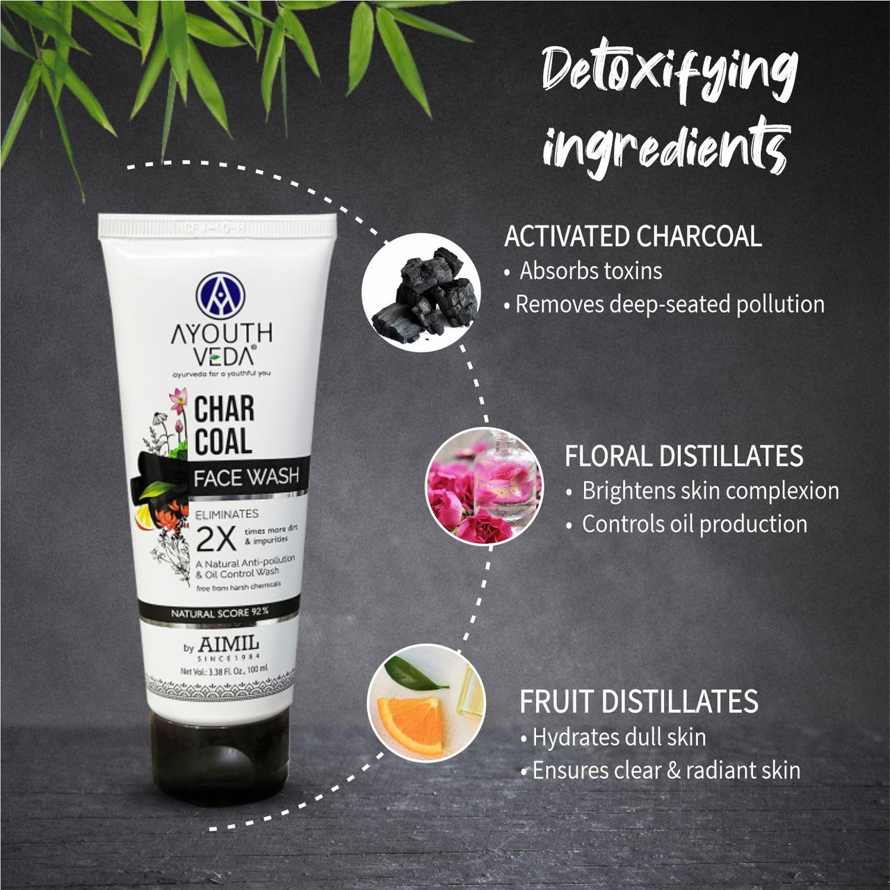 Ayouthveda Activated Charcoal Face Wash for Women and Men | Deep Cleansing Anti Pollution Face Wash | Natural Anti-Pollution & Oil Control Cleanser | Deep Cleansing, Detoxifying & Refreshing | Ayurvedic Cleanser for Men & Women | Paraben-Free | Suitable f
