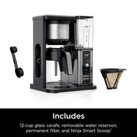 Ninja Specialty Coffee Maker, Hot & Iced Coffee, 6 Brew Styles, 8 Sizes, Small Cup to Travel Mug, 10-Cup Carafe, Fold-Away Frother, Permanent Filter, Removable Reservoir, Black, CM401 10 cup - Stainless Steel