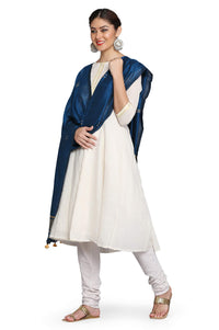 THE WEAVE TRAVELLER Handloom Hand Woven Cotton Buti Dupatta for Women With Pom Pom Edgings