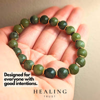 [Healing Trust] Green Jade Bracelet for Men Women Entrepreneur Business Luck, MONEY ATTRACTION Chakra Bracelets for Women, Bead Bracelets for Women, Maximum Money Wealth Abundance Bracelet, Prosperity Good Luck Feng Shui, Jade Bracelet Goals Manifestat...
